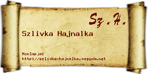 Szlivka Hajnalka névjegykártya
